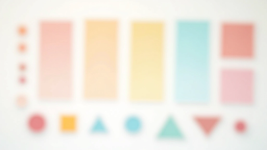 Colección de muestras de diseño flat con paleta de colores vibrantes y elementos geométricos organizados artísticamente